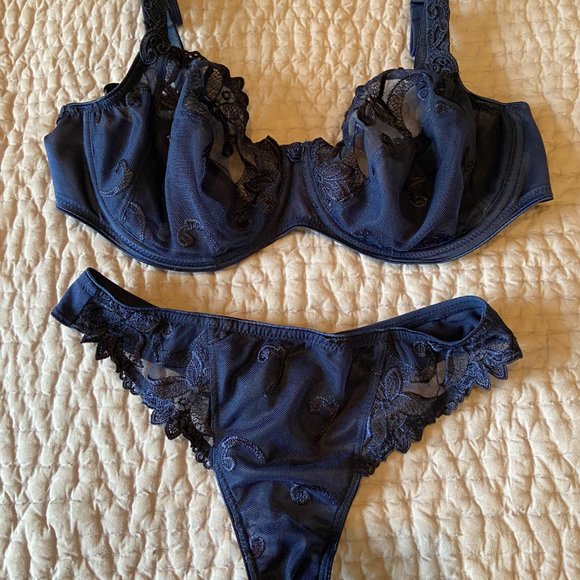 CONTURELLE NAVY DESIGNER BRA AND PANTY - Picture 2 of 5